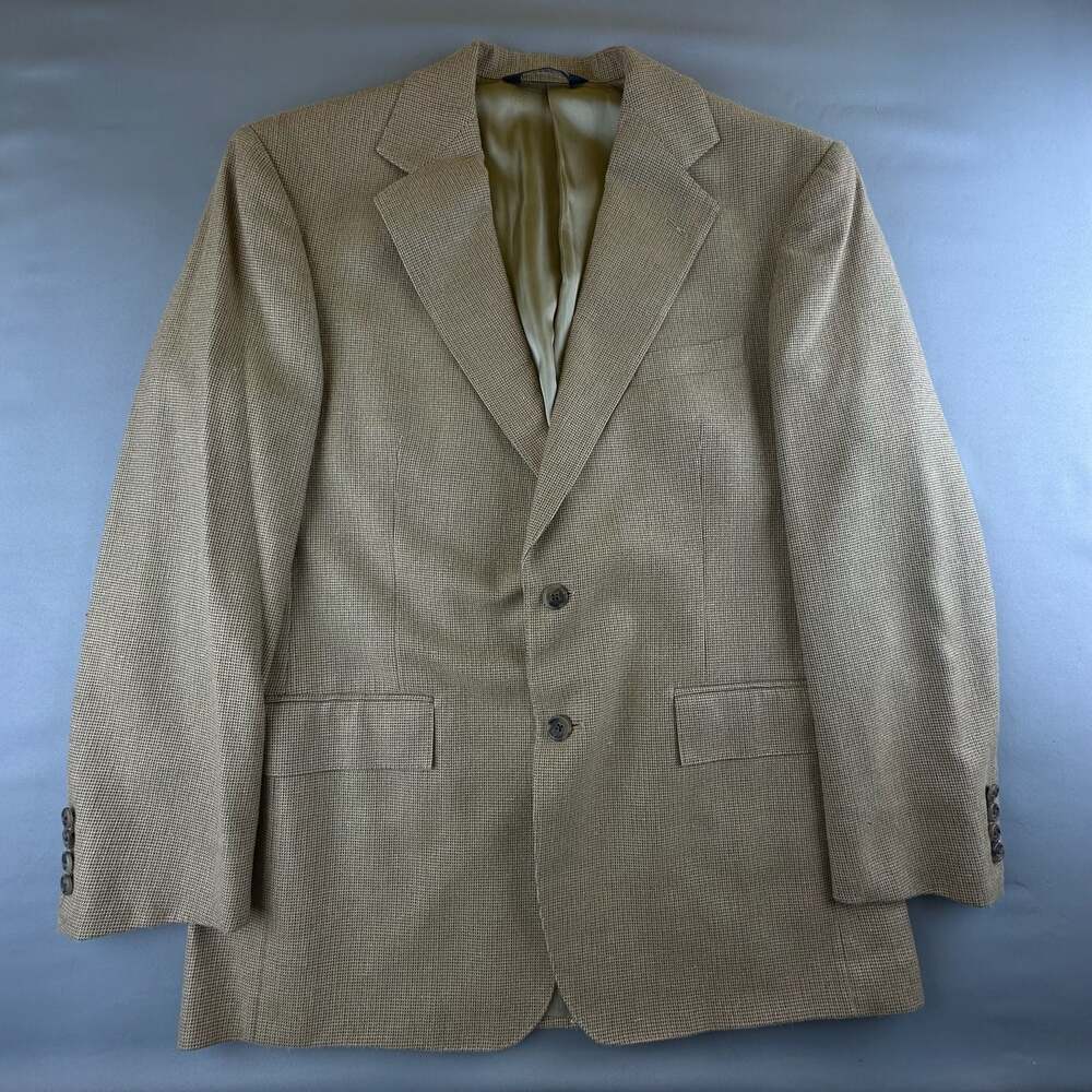 Vintage Polo by Ralph Lauren Silk Cotton Blend Sport Coat Blazer Tan Hopsack Mad